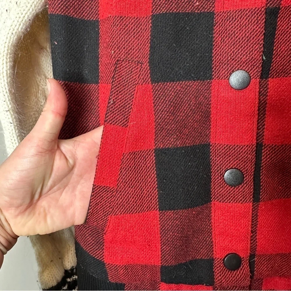 Adam Levine Plaid and knit varsity jacket